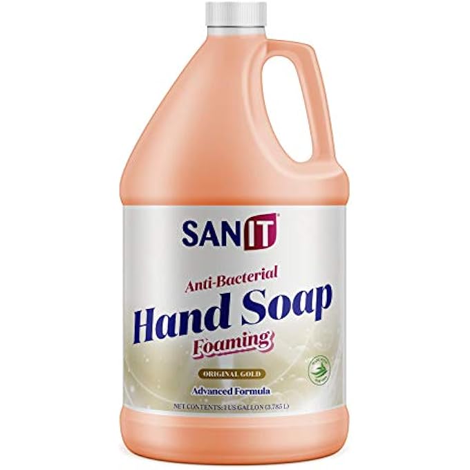 Sanit Ƒ ANTIBACTERIAL FOAMING HAND SOAP REFILL - ADVANCED FORMULA WITH ALOE VERA AND MOISTURIZERS - ALL-NATURAL MOISTURIZING HAND WASH - MADE IN USA, ORIGINAL GOLD, 1 GALLON - Image 1
